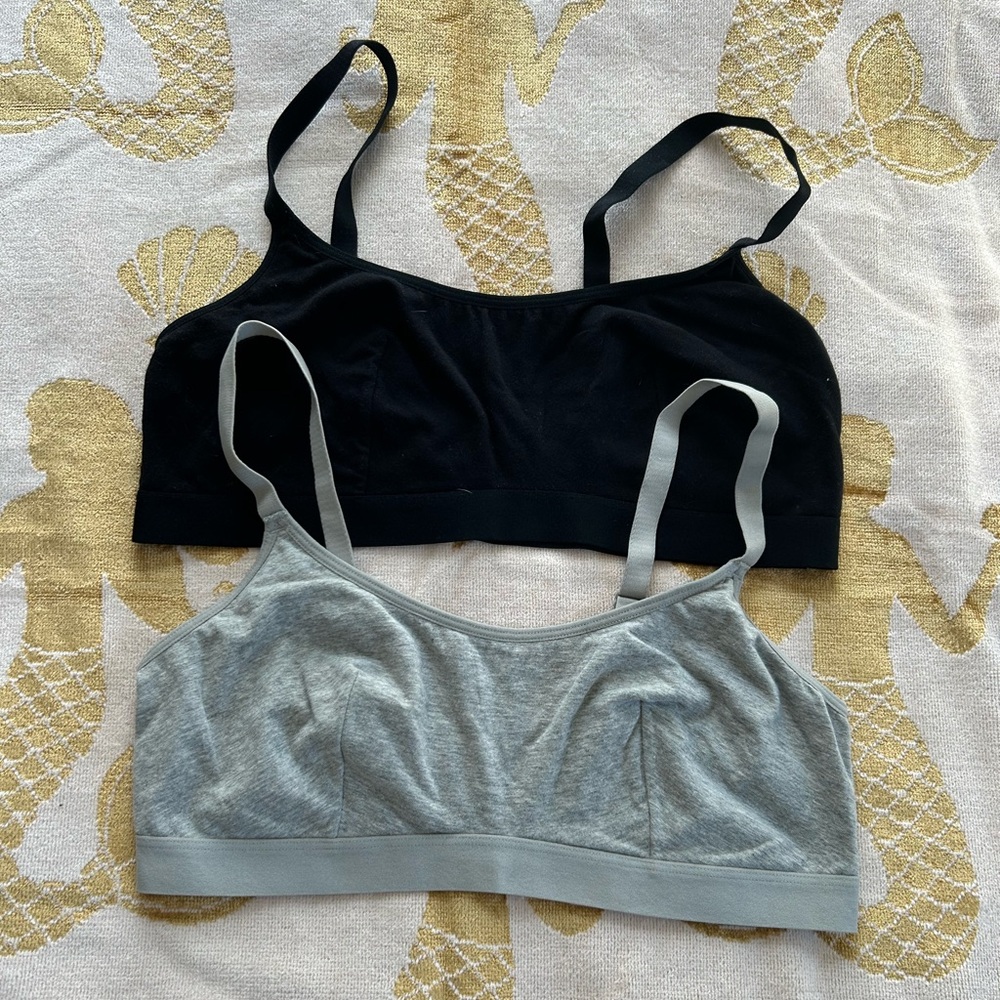 Deal Worthy Women's 2pk Cotton Blend Bralette Black/ Gray​ - Size L